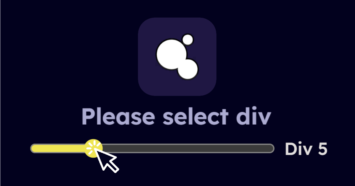 Logo of LUTI, with the words "Please select div" underneath, and a slider at the bottom.
