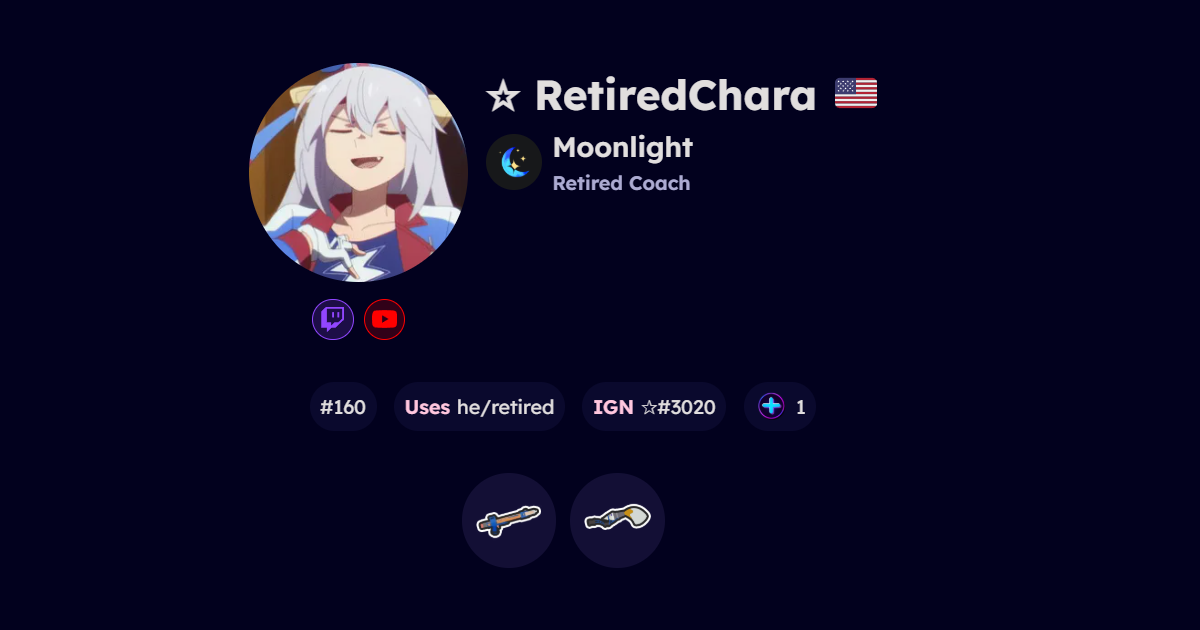 Screenshot of RetiredChara's sendou.ink profile