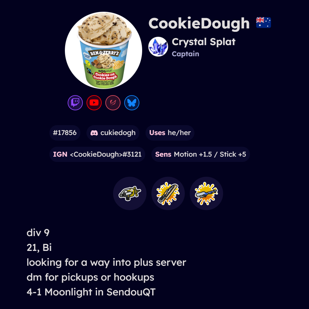 A screenshot of a sendou.ink profile in which the user has added the result: 4-1 Moonlight in SendouQT